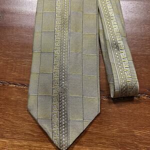 Vintage Gianni Versace Silk Tie 59" Gold Medusa Made In Italy Career Designer